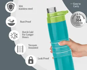 Amigo 800 Thermosteel Water Bottle, 660 ml, Aqua Green