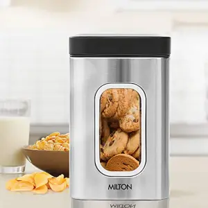 Steel Clear Square Storage Jar, 2000 ml