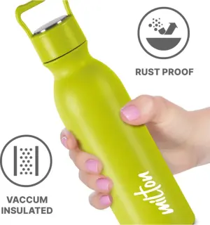 Alice 1000 Thermosteel Bottle, Neon Green 1000 ml Steel Bottle (Pack of 1, Green)