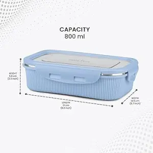 cool touch rectangular stainless steel container, 800 ml, blue 