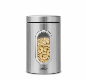 Steel Clear Round Storage Jar, 1500ml