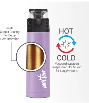 Milton Atlantis 900 thermosteel Water Bottle 750 ml, 24 Hr Hot and Cold I Leak Proof Lid, ISI Certified I Vacuum Insulated I for Office, Gym, School I Purple