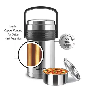 Galore Thermosteel Tiffin Set of 3 Containers, 370 ml Each | Carry Case | Easy to Carry | Hot & Cold | Rust Proof