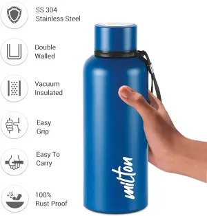 Aura 750 Thermosteel Water Bottle, ISI Certified, 24 Hr Hot and Cold 750ml Steel Flask (Pack of 1, Blue)