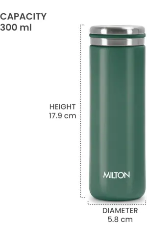Shiny 300 Thermosteel Water Bottle 300 ml, 24 Hr Hot and Cold I Leak Proof Lid, ISI Certified I Vacuum Insulated I for Office, Gym, School I Green