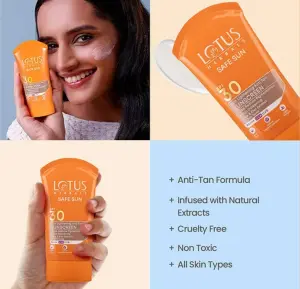 Lotus Herbals Safe Sun Skin Lightening Anti-Tan Sunblock PA+++ (50g)