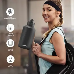 Torrent 2200 Thermosteel Insulated Water Bottle, 2300 ml, Black | Easy Grip | Leak Proof | Hot or Cold | School | Travel Bottle