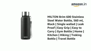BRIM Stainless Steel Black Colour Water Bottle (600ml) 