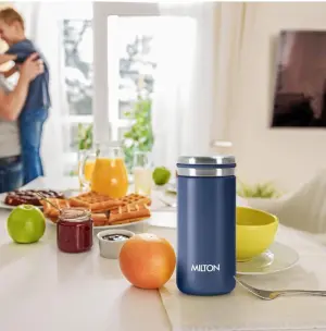 Shiny 200 Thermosteel Water Bottle 200 ml, 24 Hr Hot and Cold I Leak Proof Lid, ISI Certified I Vacuum Insulated I for Office, Gym, School IBlue