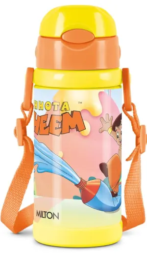 Milton Charmy 450 Chota Bhim Thermosteel Kids Water Bottle, 400 ml, Yellow | Vacuum Insulated | Hot & Cold | Leak Proof | Rust Proof | School | Picnic