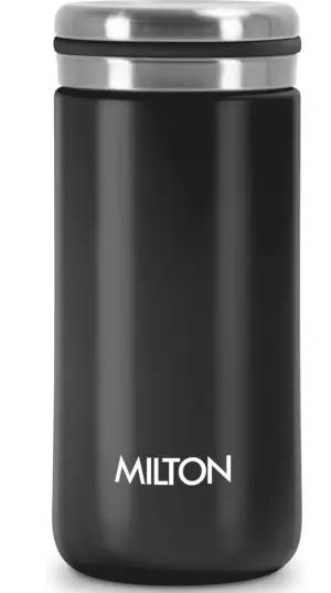 Shiny 200 Thermosteel Water Bottle 200 ml, 24 Hr Hot and Cold I Leak Proof Lid, ISI Certified I Vacuum Insulated I for Office, Gym, School I Black
