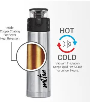 Atlantis 400 thermosteel Water Bottle 350 ml, 24 Hr Hot and Cold I Leak Proof Lid, ISI Certified I Vacuum Insulated I for Office, Gym, School I Silver