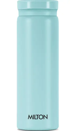 Milton Minimate 260 Thermosteel Insulated Water Bottle, 260 ml, 24 Hr Hot and Cold | Leak Proof Lid, ISI Certified I Vacuum Insulated | for Office, Gym, School | Blue