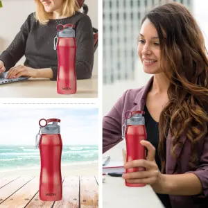 HAWK Stainless Steel Water Bottle, 750 ml, Red 