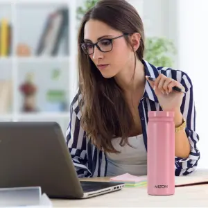 Minimate 260 Thermosteel Insulated Water Bottle, 260 ml, 24 Hr Hot and Cold | Leak Proof Lid, ISI Certified I Vacuum Insulated | for Office, Gym, School | Berry