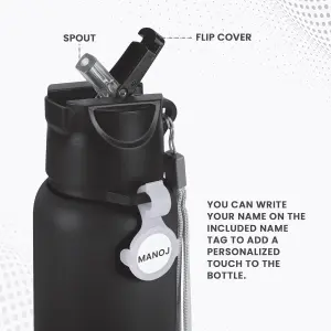 SIPSTAR - Stainless Steel Sipper Black Colour Water Bottle 1000ml