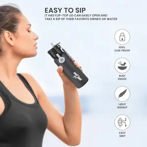 SIPSTAR - Stainless Steel Sipper Black Colour Water Bottle 750ml