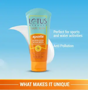 Lotus Herbals Safe Sun Sports Super-Stay Sunblock with SPF 70 and PA+++ protection.(80g)