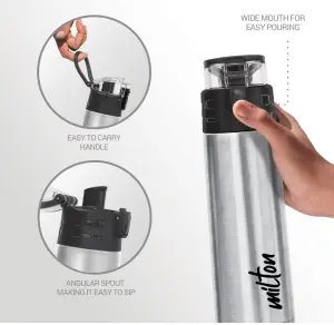 Milton Atlantis 900 thermosteel Water Bottle 750 ml, 24 Hr Hot and Cold I Leak Proof Lid, ISI Certified I Vacuum Insulated I for Office, Gym, School I Silver