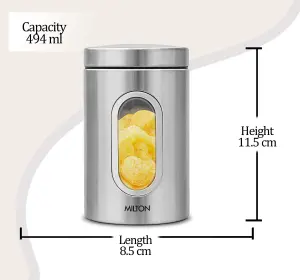 Steel Clear 550 Round Storage Jar, 494 ml