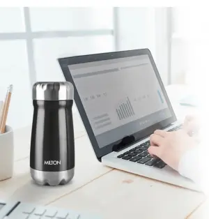 All Rounder 400 Thermosteel Hot and Cold Flask, 1 Piece, 350 ml, Black| Insulated Flask | Leak Proof | Soup Flask | Dal Flask | Sambar Flask | Thermos | Long Hours Hot and Cold