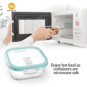 ALL FRESH  Borosilicate Glass Square Tiffin 3 Pcs Set  Packing: 3/8
