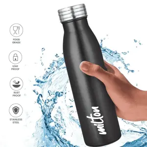 Breeze Stainless Steel Black Colour Water Bottle (1000ml) 