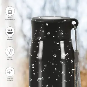 Handy Stainless Steel Sipper Black Colour Water Bottle (650 ML) 
