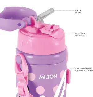 Milton Charmy 450 Barbie Thermosteel Kids Water Bottle, 400 ml, Purple | Vacuum Insulated | Hot & Cold | Leak Proof | Rust Proof | School | Picnic