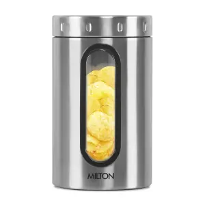 Steel Clear Round Storage Jar, 1500ml
