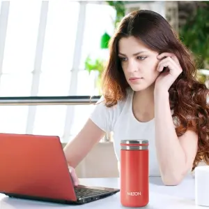 Shiny 200 Thermosteel Water Bottle 200 ml, 24 Hr Hot and Cold I Leak Proof Lid, ISI Certified I Vacuum Insulated I for Office, Gym, School I Red