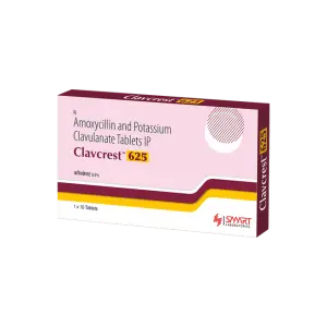 Clavcrest 625 (Amoxycillin and Potassium Clavulanate Tablets IP) 10 tabs