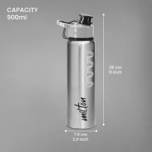 GRIPPER Stainless Steel Water Bottle, 1000 ml, Silver