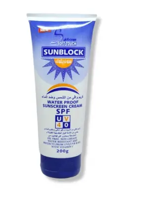Soft Touch Sunblock Water Proof Sunscreen Cream SPF 40 (200g). 