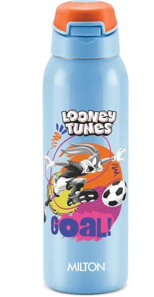 MILTON Sportive 600 Thermosteel Vacuum Insulated Water Bottle, 580 ml, Hot & Cold, Spill & Leakproof Water Bottle for Kids, School, Travel Bottle, Sky Blue with Looney Tunes print