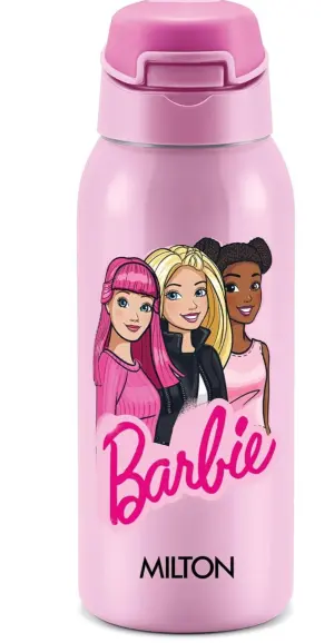 Milton Sportive 400 Thermosteel Vacuum Insulated Water Bottle, 400 ml, Hot & Cold, Spill & Leakproof Water Bottle for Kids, School, Travel Bottle, Pink with Barbie Print