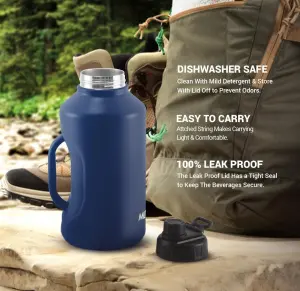Torrent 2200 Thermosteel Insulated Water Bottle, 2300 ml, Navy Blue | Easy Grip | Leak Proof | Hot or Cold | School | Travel Bottle