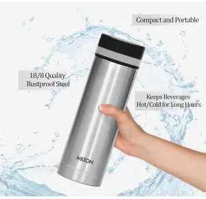 Slim 500 Thermosteel Vacuum Insulated Hot & Cold Water Bottle, 440 ml, Silver