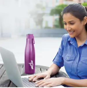 Fame 1000 Thermosteel Water Bottle, ISI Certified, 24 Hr Hot and Cold 880 ml Steel Flask (Pack of 1, Purple)