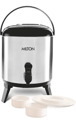 Milton Stellar 5 Thermosteel Water Jug, 4.6 litres, Silver | PU Insulated | Hot & Cold | Sturdy Base | Hygienic | Odour Free