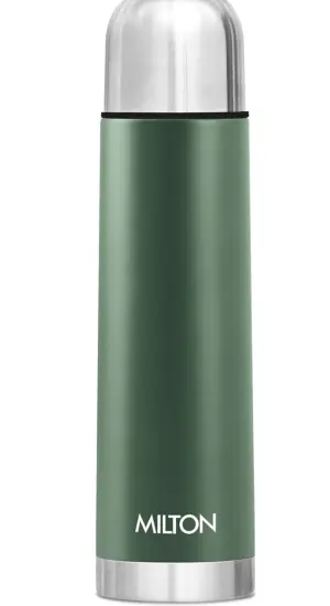 MILTON Eco-Flip 500 Thermosteel Water Bottle 500ml, 24 Hr Hot and Cold I Leak Proof Lid, ISI Certified I Vacuum Insulated I for Office, Gym, School I Green