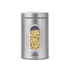 Steel Clear Round 1500-2 PCS Set - 1000 ml Steel Grocery Container (Pack of 2, Silver)