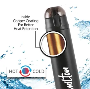 Milton New Crown 900 Thermosteel Water Bottle 750 ml with One Touch Safety Lock, 24 Hours Hot and Cold, Leak Proof Lid, ISI Certified I Vacuum Insulated I for Office, Gym, School I Black