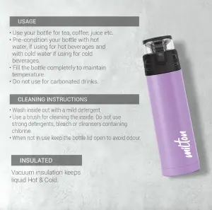 Milton Atlantis 900 thermosteel Water Bottle 750 ml, 24 Hr Hot and Cold I Leak Proof Lid, ISI Certified I Vacuum Insulated I for Office, Gym, School I Purple
