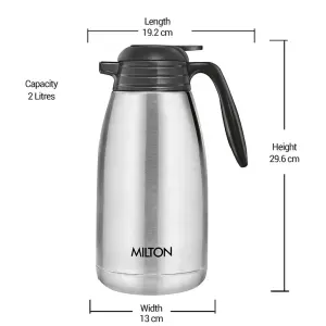Milton Thermosteel Classic Stainless Steel Carafe | Hot or Cold | Silver 2000 ml