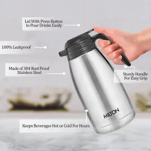 Milton Thermosteel Classic Stainless Steel Carafe | Hot or Cold | Silver 2000 ml