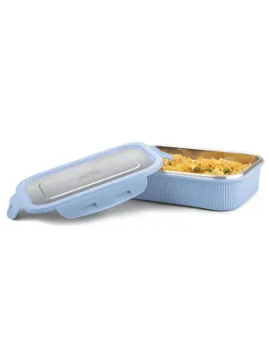 cool touch rectangular stainless steel container, 600 ml, blue
