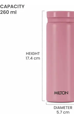 Minimate 260 Thermosteel Insulated Water Bottle, 260 ml, 24 Hr Hot and Cold | Leak Proof Lid, ISI Certified I Vacuum Insulated | for Office, Gym, School | Berry