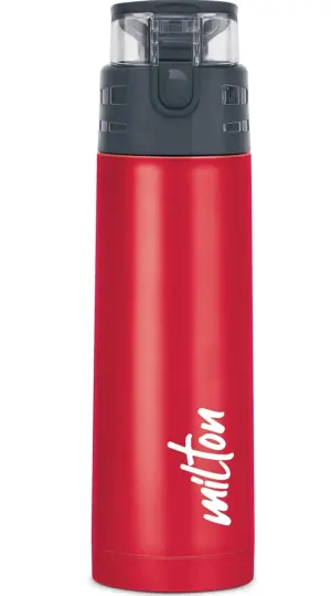 Milton Atlantis 600 Thermosteel Water Bottle 500 ml, 24 Hr Hot and Cold I Leak Proof Lid, ISI Certified I Vacuum Insulated I for Office, Gym, School I Red