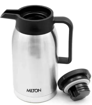 Milton Omega Carafe 500 Stainless Steel Double Walled Vacuum Insulated Flask with Lid and Handle, 500 ml, Silver, Coffee/Tea Carafe Heat & Cold Retention, Leak Proof, Rust Free, Easy to Carry